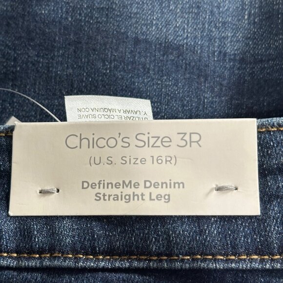 Chico’s DefineMe Denim Straight Leg Ankle Jeans Size 16R Dark Wash Casual Preppy - Picture 8 of 9